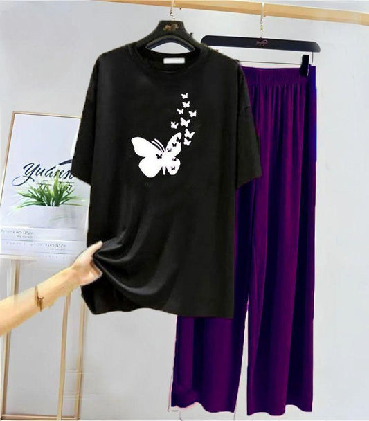 Comfortable Women's Printed Cotton Jersey Night Suit - 2 Pcs
