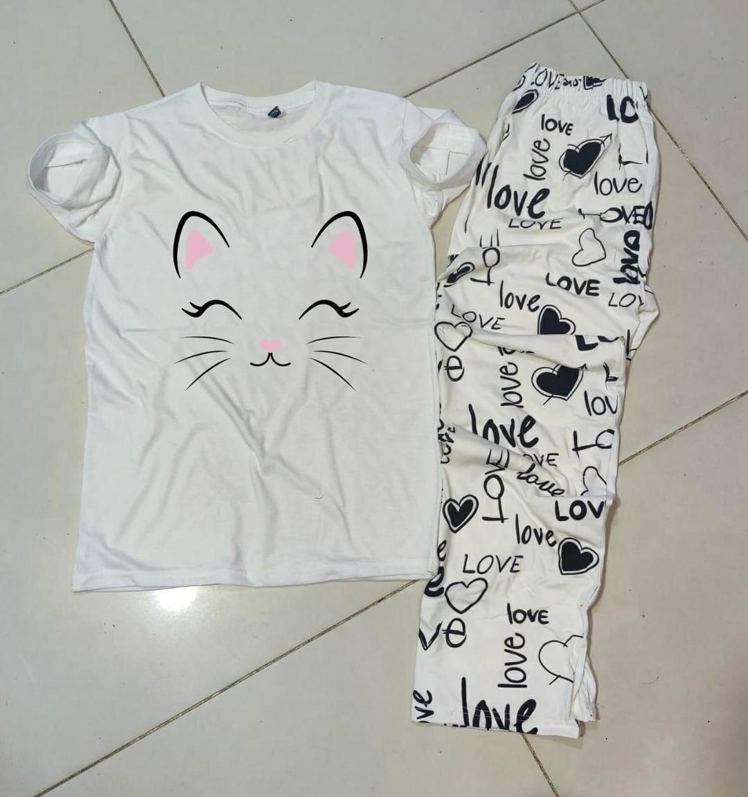 2 Pcs Women's Printed Jersey Night Suit - Round Neck Comfort